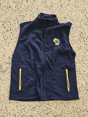 Mens Brewers Navy Fleece Vest with Yellow Accents - XL